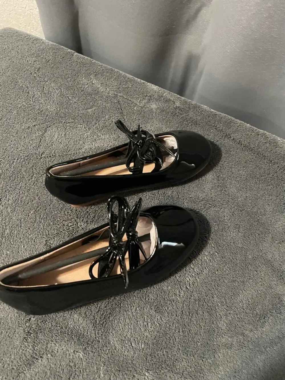 Girls' Black Patent two bow Dress Flats NWOT